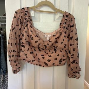 pink and black floral off the shoulder top